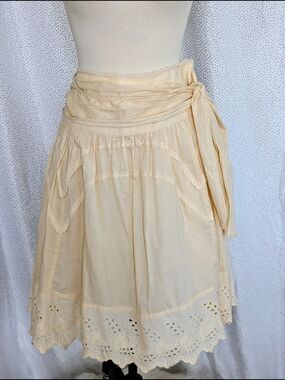 Urban Outfitters Pale Cream Eyelet Tiered Tie 24" Skirt